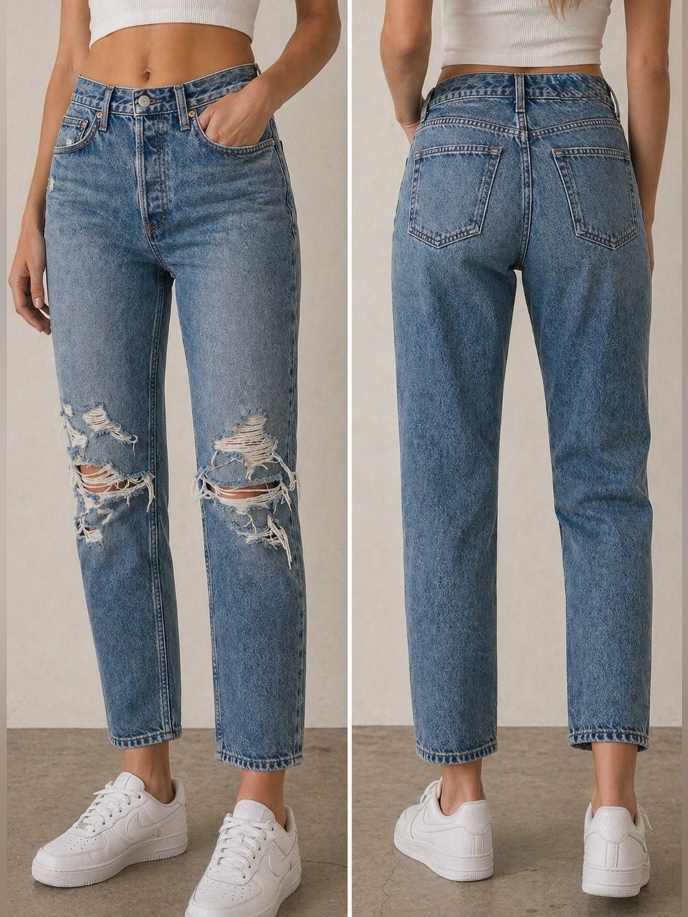 AGOLDE Light Blue Distressed Boyfriend Jeans